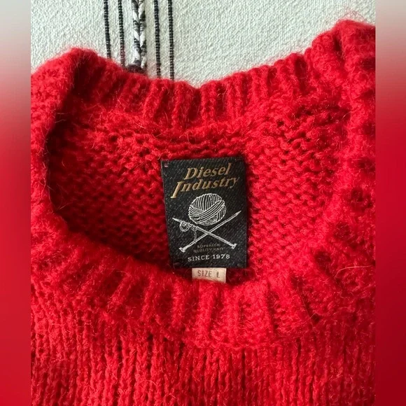Diesel Men’s Mohair Red and Gray Sweater size L - Picture 2 of 7
